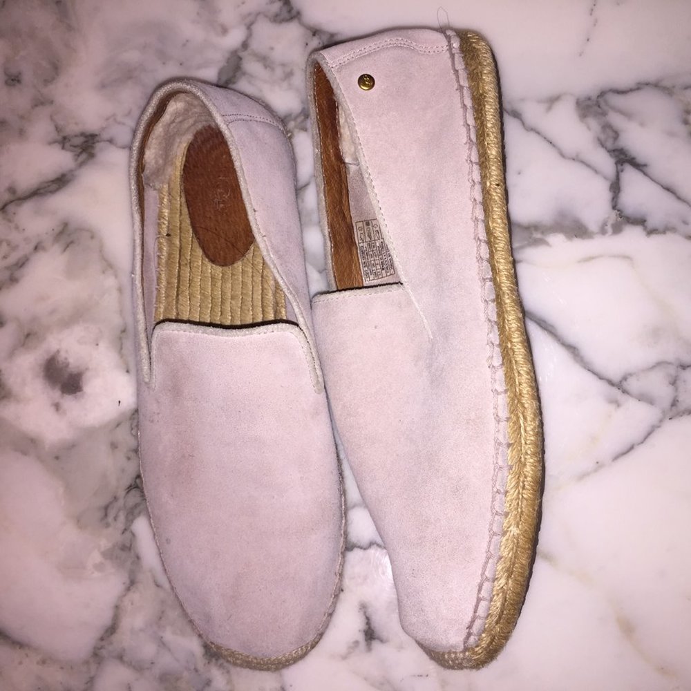 Ugg Sandrinne Cream Neutral Suede Espadrille Smoking Slipper - 9.5